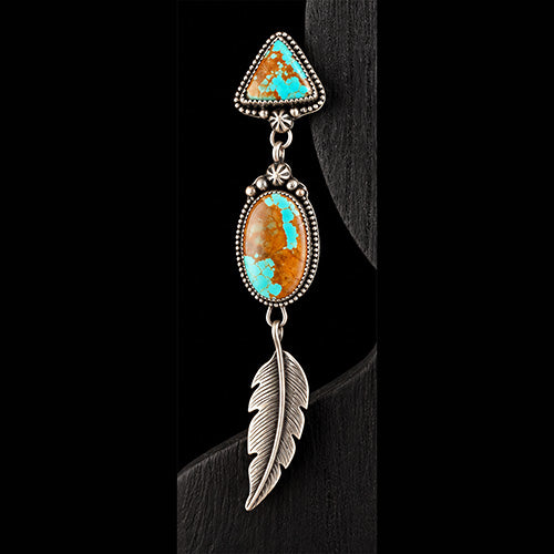 Genuine No. 8 Turquoise Sterling Silver Necklace & Earring Set