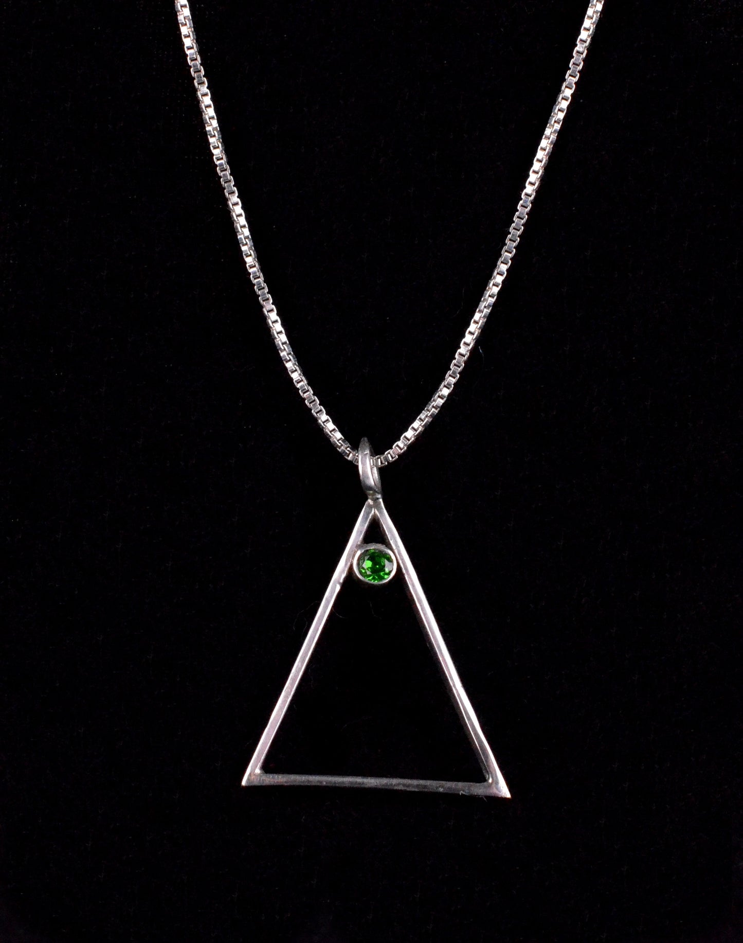 Silver & emerald "Christmas Tree" necklace