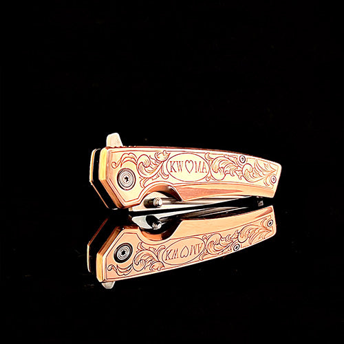 Custom Brand Copper Hand Engraved Pocket Knife