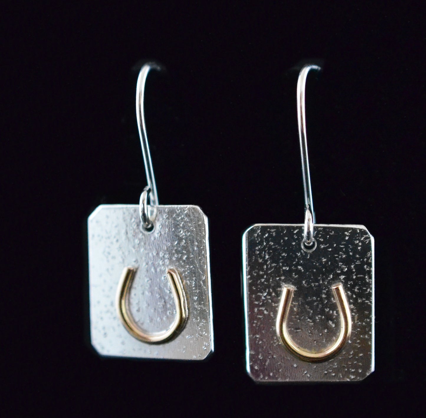 Handmade sterling silver & 14k gold filled horseshoe earrings