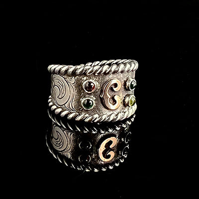 Custom Mother's Engraved Ring with Birthstones