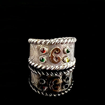 Custom Mother's Engraved Ring with Birthstones